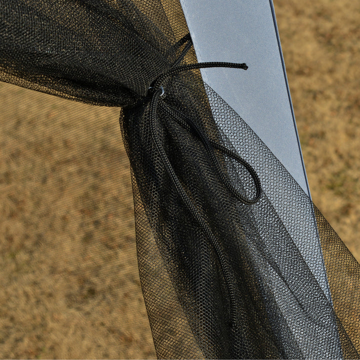 Tenda de Jardim 3x3m com 4 Partes Laterais Mosquiteiro com Zíper Proteção UV para Patio Cinza