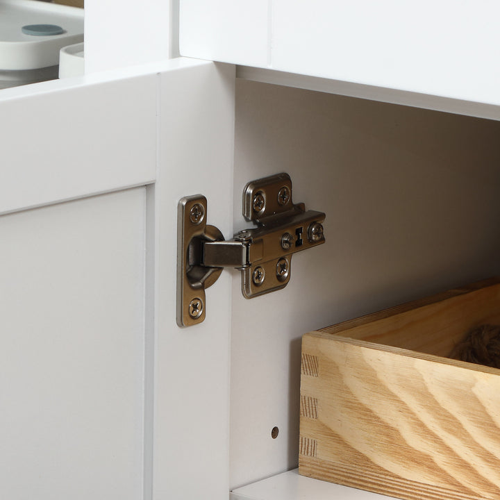 Aparador de Cozinha com Armário 2 Gavetas 2 Portas de Vidro e Prateleiras Ajustáveis Móvel Auxiliar de Armazenamento para Sala de Jantar Sala de Estar 120x40x90cm Branco