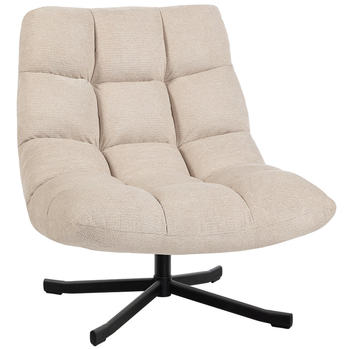 Poltrona Giratória Moderna Poltrona de Sala de Estar com Base de Cruz Estofada em Chenille Impermeável Assento Extra Largo e Pernas de Aço Poltrona Relax para Sala de Estar Quarto 75x95x90 cm Creme