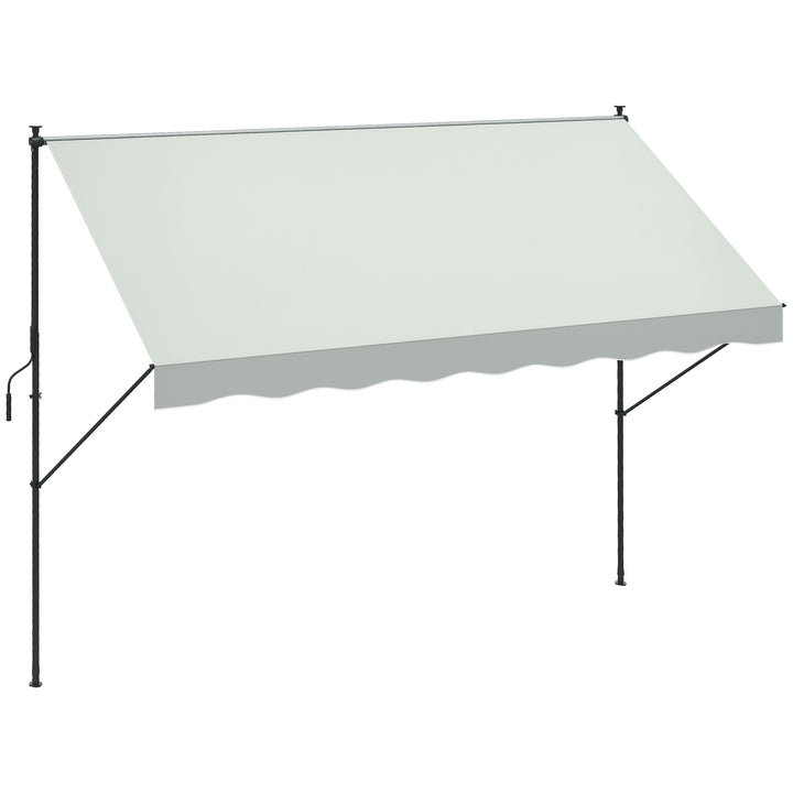 Toldo Manual Retrátil 300x170x200-290cm Toldo Ajustável com Manivela Proteção Solar UV40+ para Varanda Jardim Creme