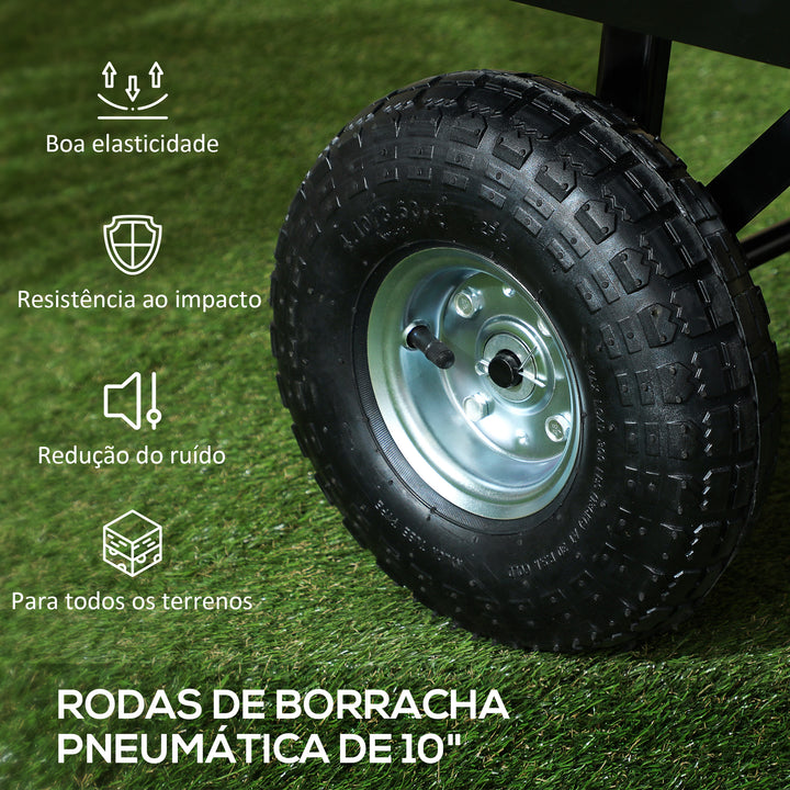 Carrinho de Transporte com Rodas Grandes Carrinho de Jardim com Guiador Giratório Ajustável e Bolsa Impermeável Removível Carga 300 kg Carrinho de Praia 105x51x54 cm Preto