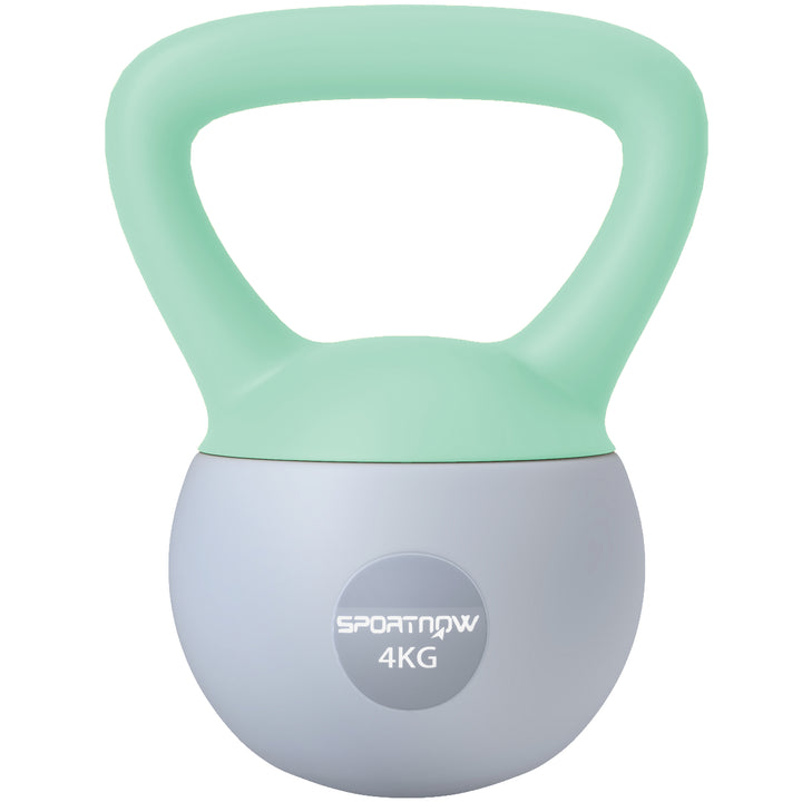 Kettlebell de 4 kg Pesa Russa Preenchida de Areia Metálica e Alça Antiderrapante para Treino de Musculação em Casa Ginásio 19x15x25 cm Verde