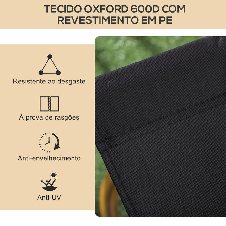 Conjunto de 2 Cadeiras Dobráveis de Campismo Cadeiras de Campismo Portáteis com Apoios de Braços e Estrutura de Aço Cadeira para Pesca Jardim Terraço 54x59x78 cm Preto