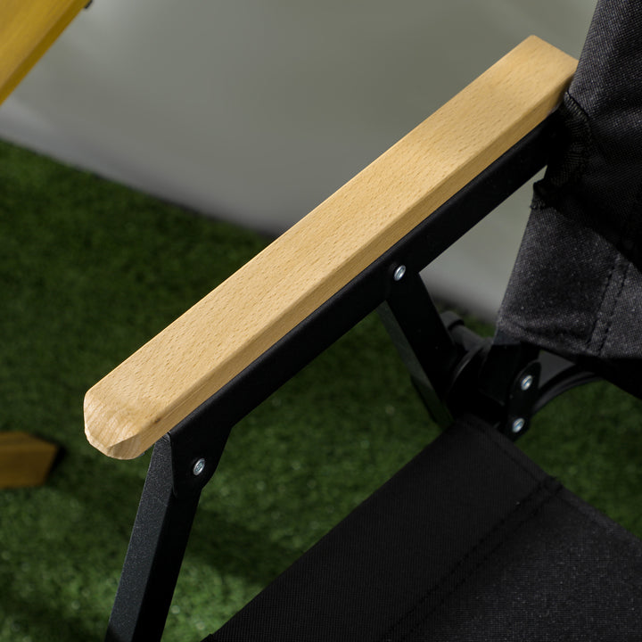 Conjunto de 2 Cadeiras Dobráveis de Campismo Cadeiras de Campismo Portáteis com Apoios de Braços e Estrutura de Aço Cadeira para Pesca Jardim Terraço 54x59x78 cm Preto