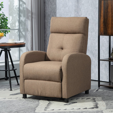 Poltrona Relax Reclinável até 155° Poltrona Reclinável Manual Estofado em Tecido Carga Máxima 150 kg para Pessoas com Altura Inferior 195 cm 67x87x98 cm Marrom