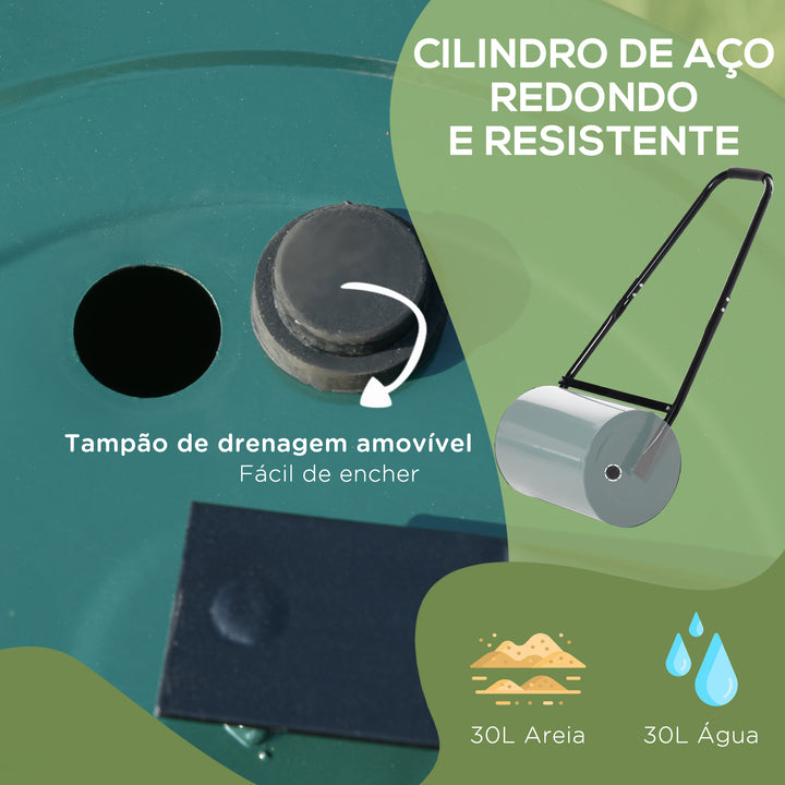 Rolo de Relva Largo 50 cm Ø30cm Rolo de Relva de 30L Preenchido com Areia ou Água com Pega em U para Jardim Verde Escuro