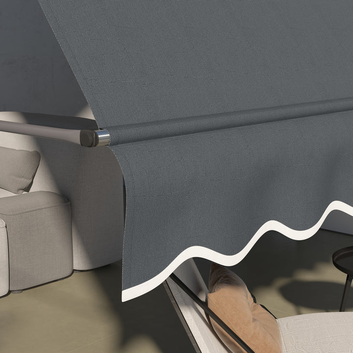 Toldo Manual Retrátil com Manivela 350x120x210-300 cm Toldo para Varanda com Altura Ajustável Impermeável e Anti-UV para Jardim Terraço Cinza Escuro