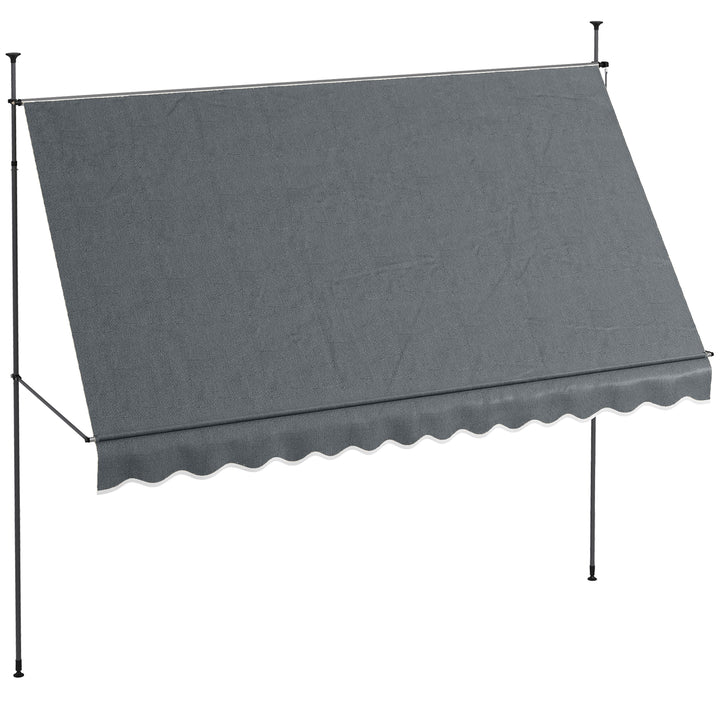 Toldo Manual Retrátil com Manivela 350x120x210-300 cm Toldo para Varanda com Altura Ajustável Impermeável e Anti-UV para Jardim Terraço Cinza Escuro