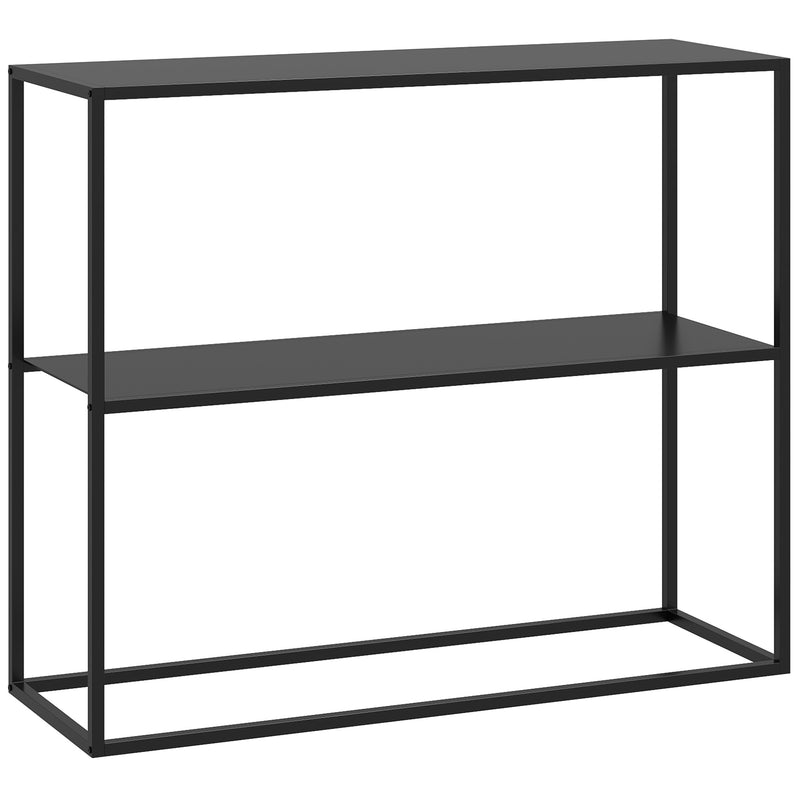 Mesa Consola Estilo Industrial Mesa de Entrada com Prateleira Estrutura de Aço e Desenho Anti-Tombo Móvel de Entrada para Sala de Estar Corredor Carga 20 kg 90x30x75 cm Preto