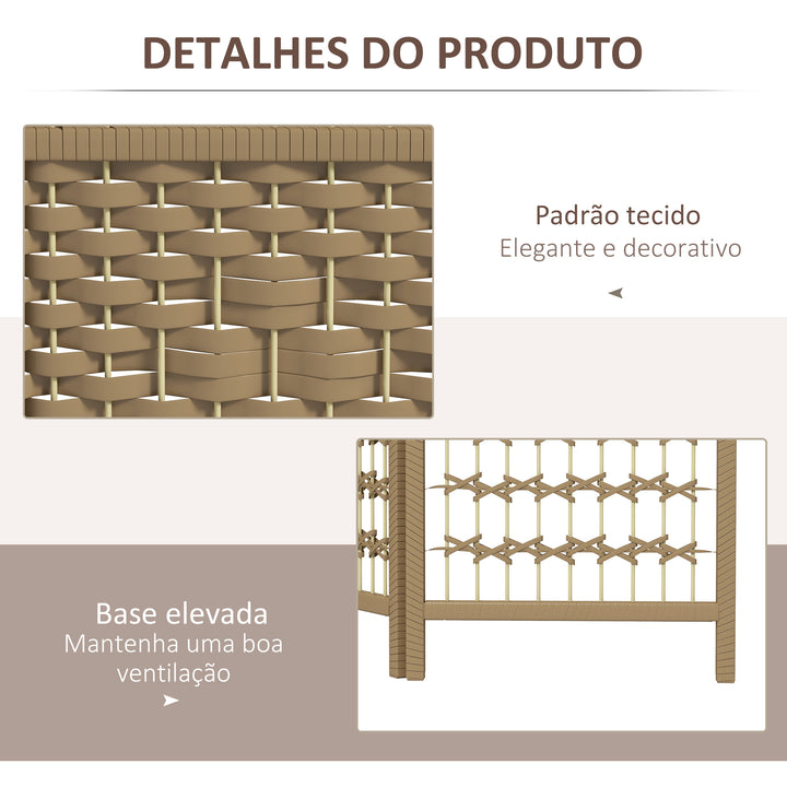 Biombo Plegável de 3 Painéis 120x170 cm Biombo Separador de Ambientes em Corda de Papel Estrutura de Madeira Decoração para Quarto Sala Madeira