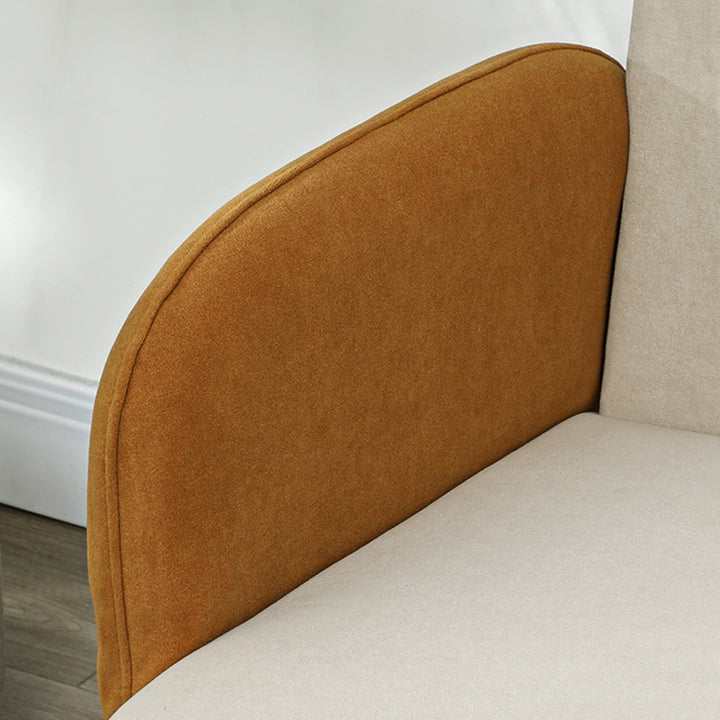 Sofá de 2 Lugares Estofado em Veludo Sofá de Sala de Estar com Apoio para os Braços e Pés de Madeira Sofá Pequeno Carga 240 kg para Dormitório Escritório 130x74x76 cm Bege e Ocre