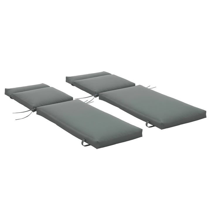 Conjunto de 2 Almofadas para Espreguiçadeira 196x55x8 cm Almofada para Espreguiçadeira Acolchoada para Jardim Terraço Pátio Cinza