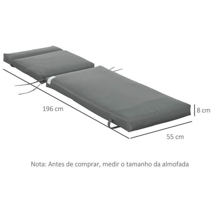 Conjunto de 2 Almofadas para Espreguiçadeira 196x55x8 cm Almofada para Espreguiçadeira Acolchoada para Jardim Terraço Pátio Cinza