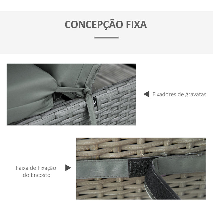 Conjunto de 2 Almofadas para Espreguiçadeira 196x55x8 cm Almofada para Espreguiçadeira Acolchoada para Jardim Terraço Pátio Cinza