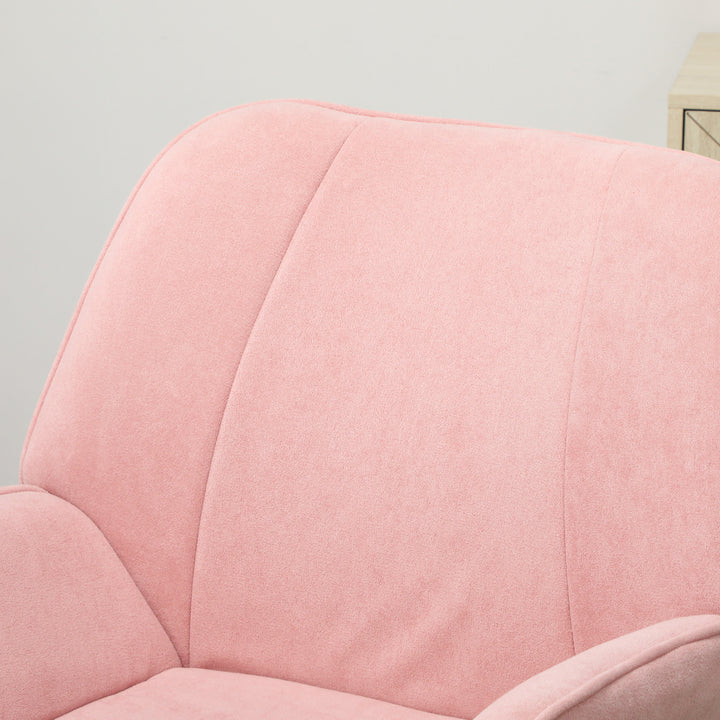 Poltrona Sala de Estar Moderna Poltrona de Leitura com Assento Largo e Acolchoado Estofada em Veludo Pés de Metal Poltrona para Dormitório 70x67,5x87 cm Rosa