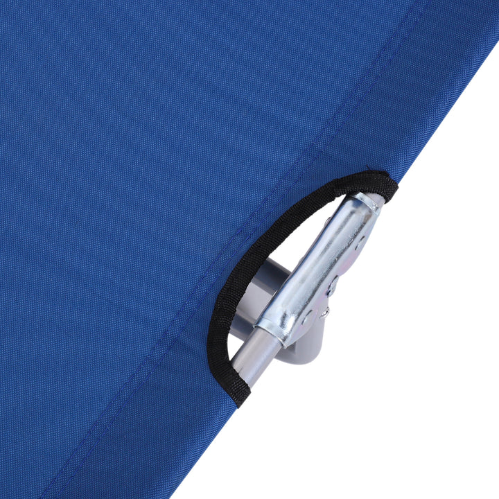 Espreguiçadeira Dobrável de Jardim Reclinável com Toldo Removível e Ângulo Ajustável Encosto Regulável em 4 Níveis para Terraço Piscina Pátio 187x58x36 cm Azul