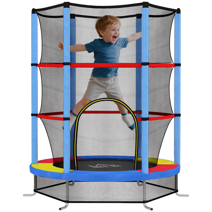 Trampolim Infantil Ø107 cm Trampolim para Crianças de 3-6 Anos com Rede de Segurança Carga 45 kg para Interior Ø140x160 cm Azul