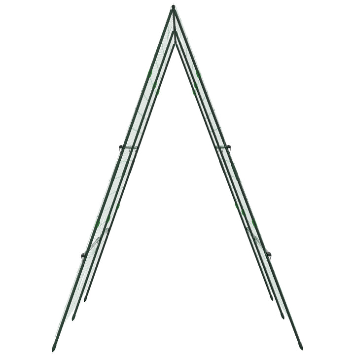 Treliça de Jardim Triangular Suporte para Plantas Trepadeiras com Estrutura em Aço para Frutas Legumes Flores e Decoração para Exterior Pátio Varanda 180x100x180 cm Verde