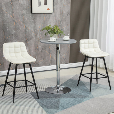 Conjunto de 2 Bancos de Bar com Encosto e Apoio para os Pés Bancos Altos Acolchoados Estilo Nórdico em Metal e Poliéster para Bar Sala de Jantar 45x47x84 cm Creme