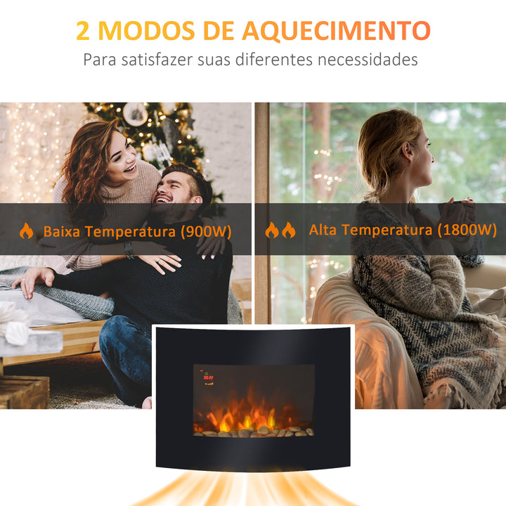 Lareira Elétrica Vidro Ferro Preto