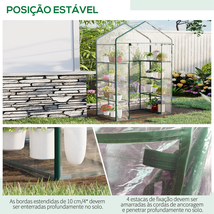 Estufa de jardim Cabana para colheitas Plantas Tomates Flores 143x73x195cm Tampa de tubo de aço PVC