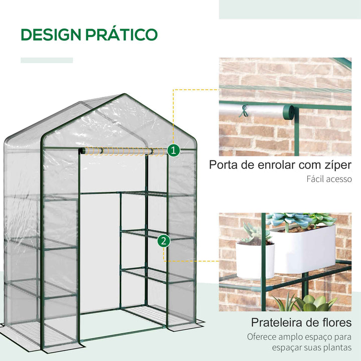 Estufa de jardim Cabana para colheitas Plantas Tomates Flores 143x73x195cm Tampa de tubo de aço PVC