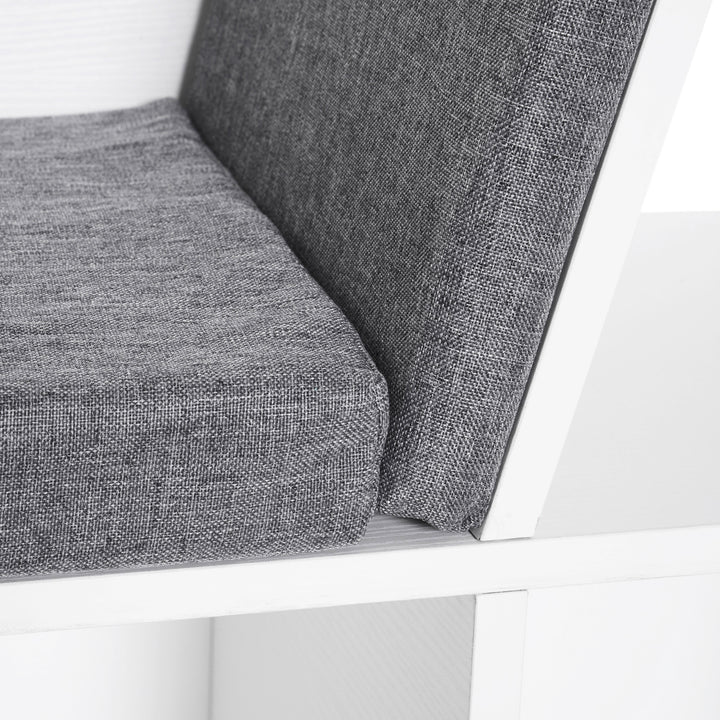 Estante com Assento 6 prateleiras em forma de cubo Livraria Infantil Original Sapateiro com Almofada Prateleira com bancada Multifinal 102x30x61cm