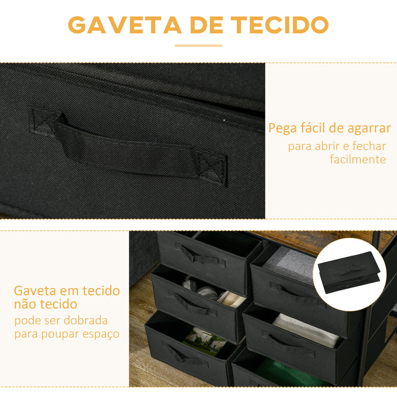 Cabideiro para Roupa com Rodas Cabideiro para Entrada com 6 Gavetas de Tecido Barra para Pendurar para Corredor Quarto Sala de Estar 63,5x40x172,5 cm Castanho Rústico