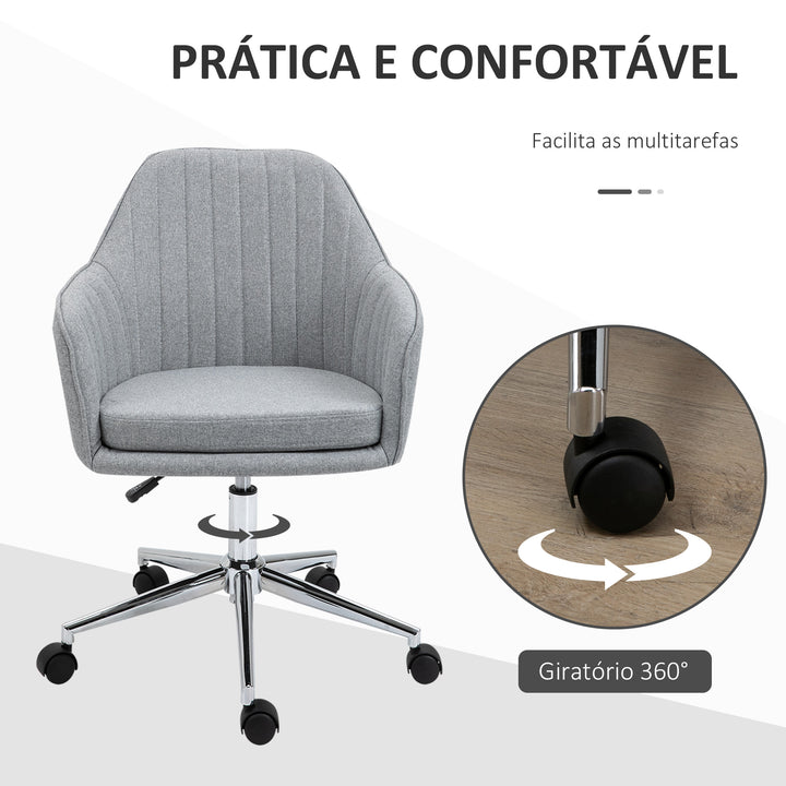Cadeira de escritório ergonômica giratória ajustável em altura elegante Carga 120 kg 61x59x86-96 cm Cinza