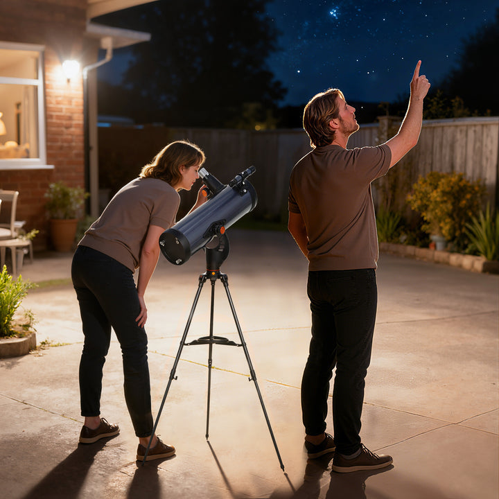 Telescópio Refletor Astronómico, Abertura de 114 mm, 40X/100X, 1000 mm Telescópio para Adultos, Principiantes e Crianças, com Tripé Ajustável e Bolsa de Transporte