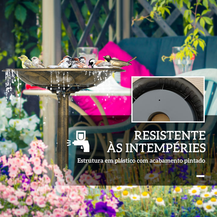Banheira para Pássaros de Jardim Altura 72 cm Comedouro para Pássaros com 2 Níveis Desenho Elegante Banheira para Aves para Exterior Ø50x72 cm Bronze
