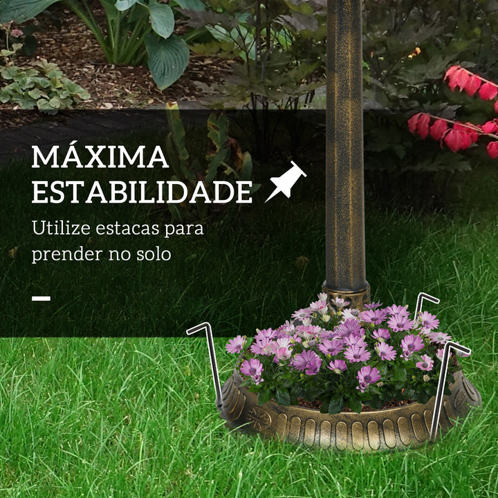 Banheira para Pássaros de Jardim Altura 72 cm Comedouro para Pássaros com 2 Níveis Desenho Elegante Banheira para Aves para Exterior Ø50x72 cm Bronze