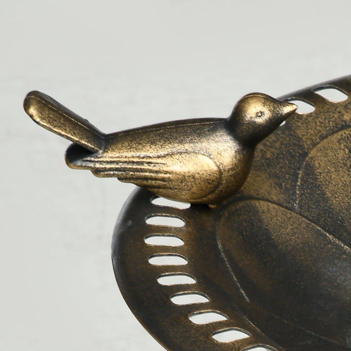 Banheira para Pássaros de Jardim Altura 72 cm Comedouro para Pássaros com 2 Níveis Desenho Elegante Banheira para Aves para Exterior Ø50x72 cm Bronze