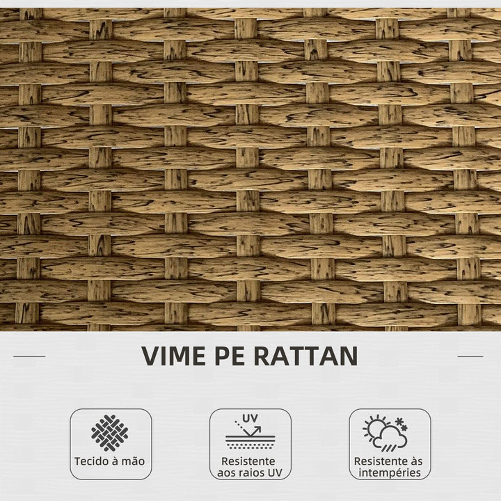 Conjunto de Jardim de 3 Peças em Vime Sintético Móveis de Jardim com 1 Sofá de 2 Lugares 1 Sofá de Canto e 1 Mesa de Centro Metálica para Pátio Natural e Creme