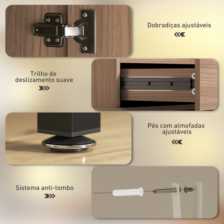 Aparador 1 Porta Aparador para Sala Moderno com Gaveta Prateleira Ajustável e 3 Compartimentos Abertos para Sala de Jantar Entrada Quarto 60x34x121 cm Madeira