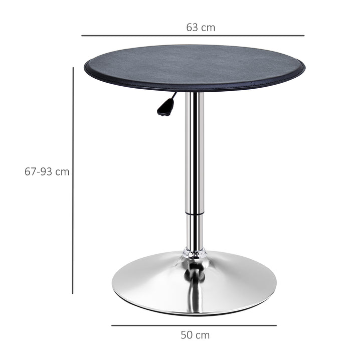 Mesa de Bar Redonda ajustável em altura hidráulica Pub Vinil Preto Ø63x(67-93) cm