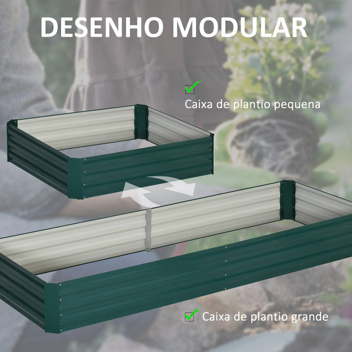 Caixa de Plantio de Aço Galvanizado Horta para Cultivar Plantas Flores Ervas Floreira Grande de Exterior Retangular com Fundo Aberto 180x90x30 cm / 241x90,5x30 cm Verde