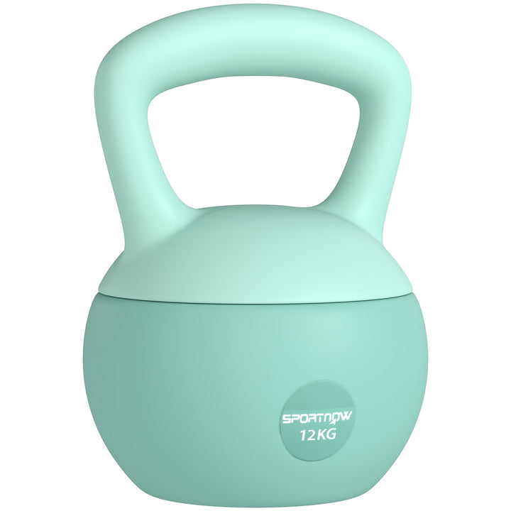 Kettlebell de 12 kg Pesa Russa Preenchida de Areia Metálica e Alça Antiderrapante para Treino de Musculação em Casa Ginásio 21x21x30 cm Verde
