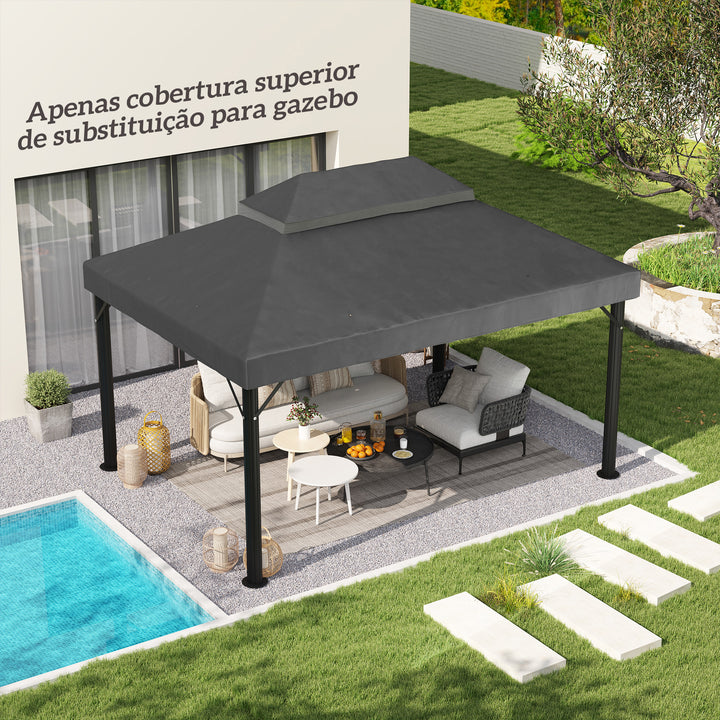 Toldo de Substituição para Pérgola 4x3 m Toldo para Pérgola com Teto Duplo Mosqueteira Proteção UV 30+ Toldo de Substituição para Pérgula Cinza