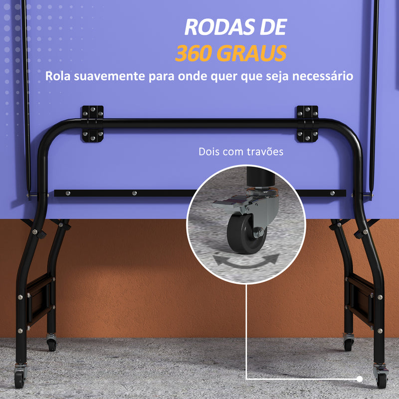 Mesa de Ping Pong Dobrável Mesa de Ping Pong Profissional de Tamanho Padrão com Rodas Inclui 2 Raquetes e 3 Bolas para Interior e Exterior 274x152,5x76 cm Azul