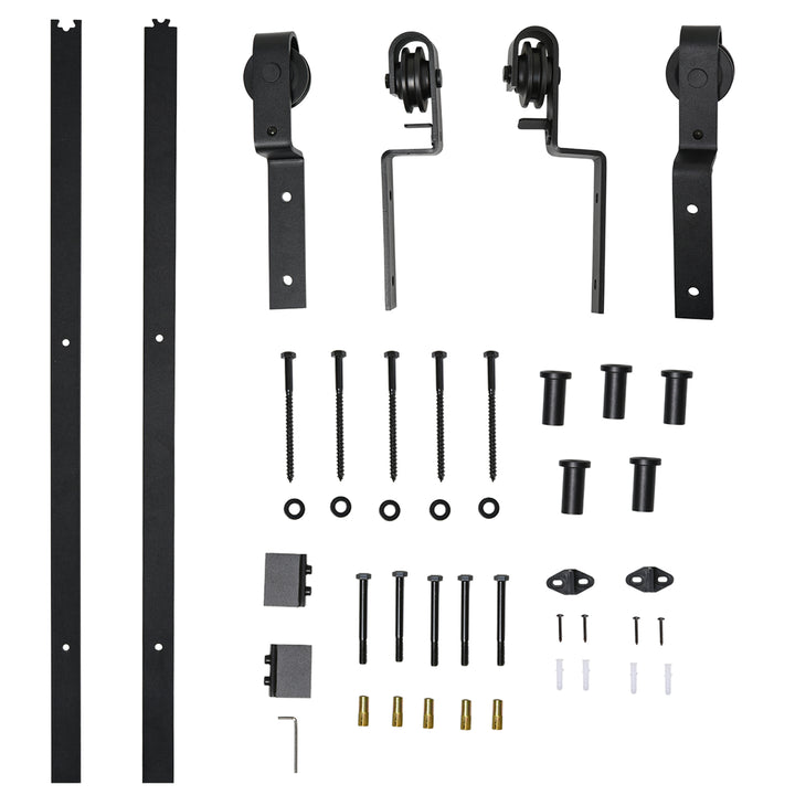 Conjunto de ferragens para porta deslizante dupla Suporta 90 kg 200 cm de comprimento Preto