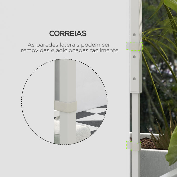 Paredes Laterais para Tenda de 2 Painéis 295x195 cm com Janela Enrolável e Porta com Fecho de Correr para Tenda 3x3 m ou 3x6 m Branco