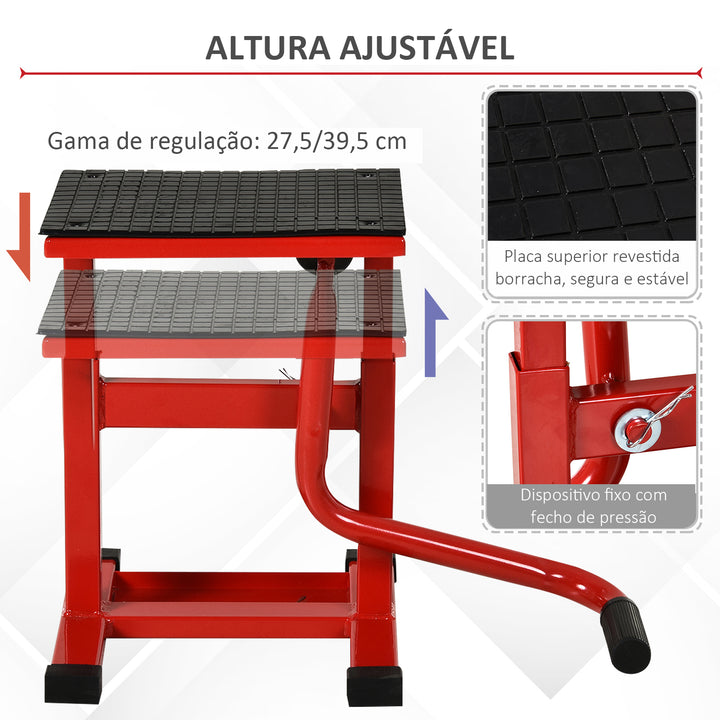 Plataforma Elevatória Altura Ajustável 27,5-39,5 cm Elevador para Motocicletas com Manivela Base Antiderrapante Suporte de Levantamento Carga 150 kg para Reparação de Motocicletas Oficina Garagem
