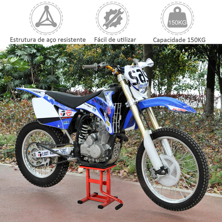 Plataforma Elevatória Altura Ajustável 27,5-39,5 cm Elevador para Motocicletas com Manivela Base Antiderrapante Suporte de Levantamento Carga 150 kg para Reparação de Motocicletas Oficina Garagem