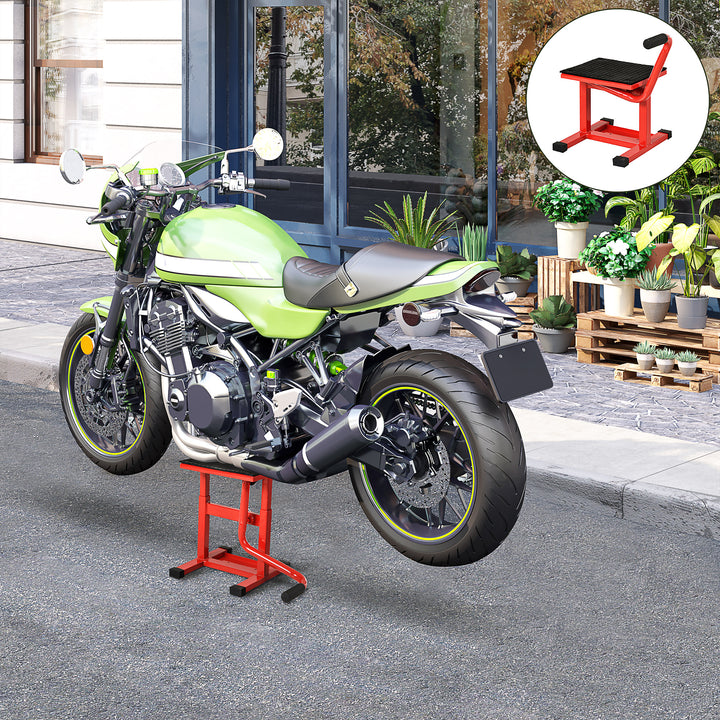 Plataforma Elevatória Altura Ajustável 27,5-39,5 cm Elevador para Motocicletas com Manivela Base Antiderrapante Suporte de Levantamento Carga 150 kg para Reparação de Motocicletas Oficina Garagem