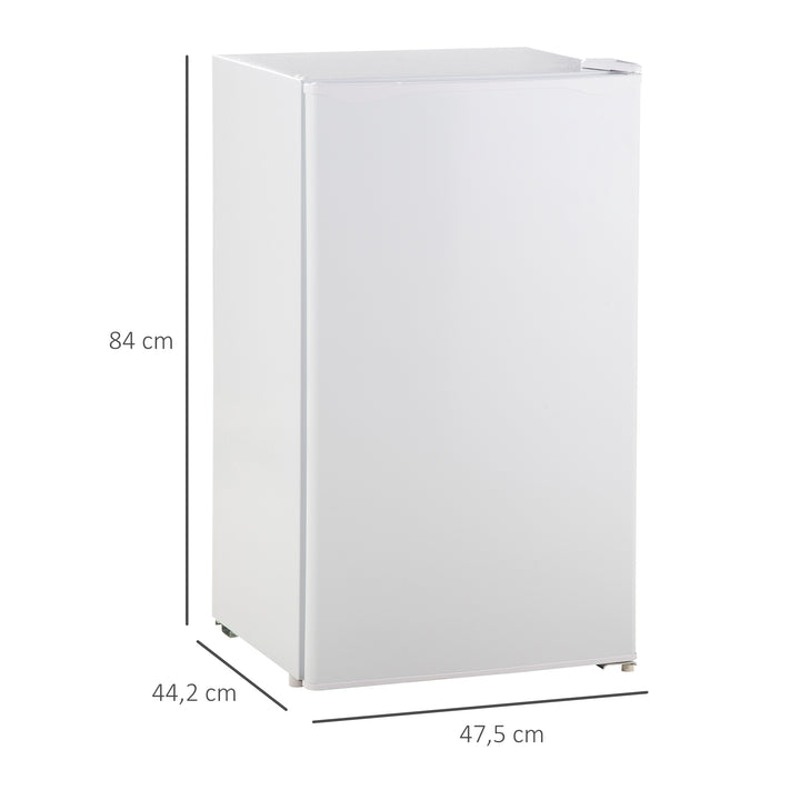 Mini Frigorífico 91L de Capacidade Frigorífico Elétrico Pequeno com Prateleira Ajustável Compartimento Congelador e Porta Reversível Silencioso 41dB 47,5x44,2x84cm Branco