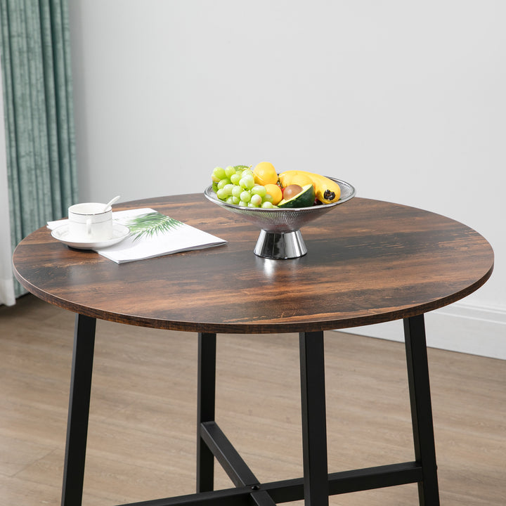 Mesa de Sala de Jantar Redonda para 4 Pessoas Mesa de Cozinha Moderna com Pés de Aço Ø80x76 cm Marrom e Preto