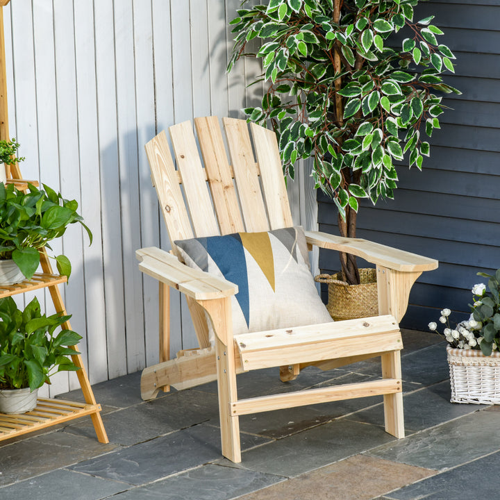 Cadeira Adirondack de Madeira Cadeira Adirondack de Jardim com Assento Extra Largo Carga Máxima 150 kg para Pátio Varanda Exterior 78x89x88 cm Madeira