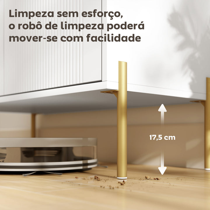 Aparador Moderno de 2 Portas Aparador de Sala com Prateleiras Ajustáveis Bancada com Efeito Mármore Pernas de Aço para Cozinha Entrada Quarto 80x39,1x76 cm Branco