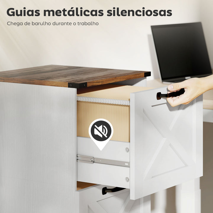 Móvel para Escritório com 4 Gavetas Bloco de Gavetas de Escritório Móvel Arquivador Suporte para Impressora com Trilho Suspenso para A4 e Carta 40x40x131 cm Branco